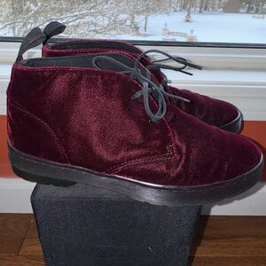 Dr Marten Ankle Boots Burgundy Daytona Velvet